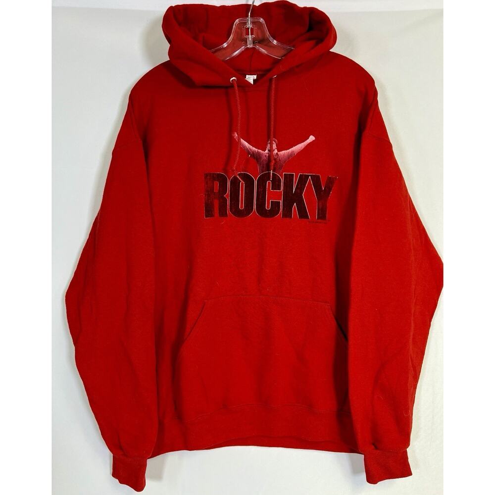 Rocky Victory Distressed Mens Hoodie Red Officially Licensed Sz‎ L